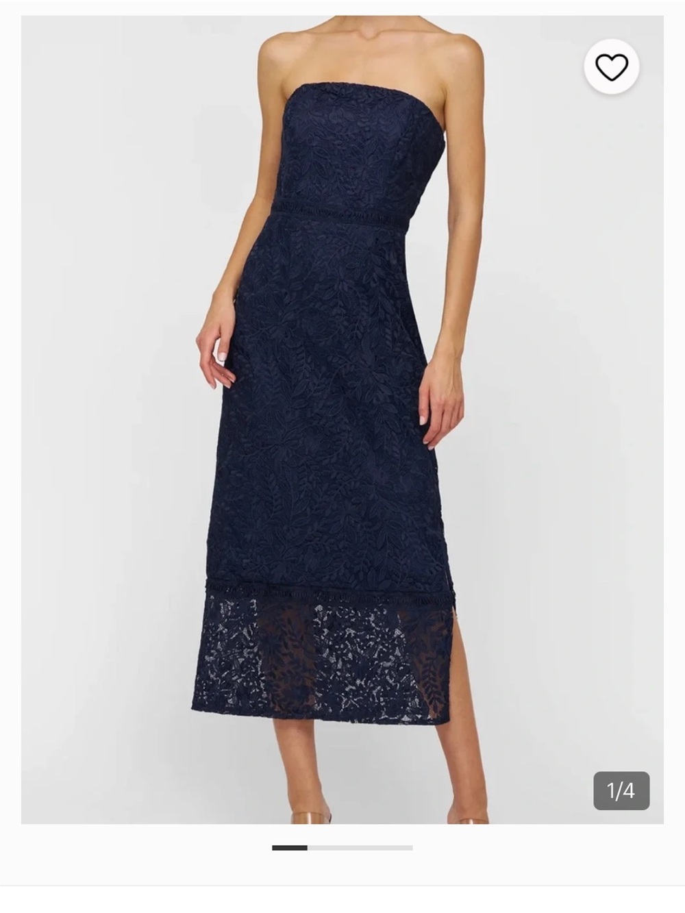 Kay Unger Strapless Navy Lace Cocktail Dress